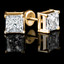Princess Cut Diamond Solitaire V-Prong Stud Earrings with Screwbacks in Yellow Gold - #S420-Y
