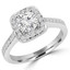 Round Cut Diamond Vintage Multi-Stone Halo 4-Prong Engagement Ring with Round Diamond Accents in White Gold - #2566L-W