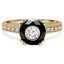 Round Cut Diamond Bezel-Set Inside Round Black Diamond Multi-Stone 4 Double-Prong Cathedral-Set Vintage Engagement Ring with Round White Diamond Accents in Yellow Gold - #SM2361-Y-SIM