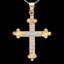 Princess Cut Diamond Multi-Stone Channel-Set Cross Pendant with Round Bezel-Set Diamond Accents & Chain in Yellow Gold - #MIKE-CROSS-Y