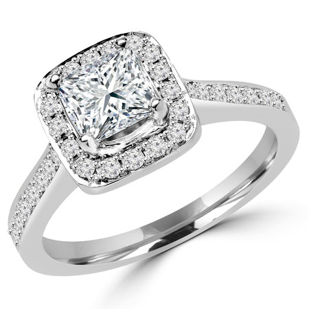 Details about   White Diamond Vintage Halo Engagement Ring Sterling Silver Princess Cut 