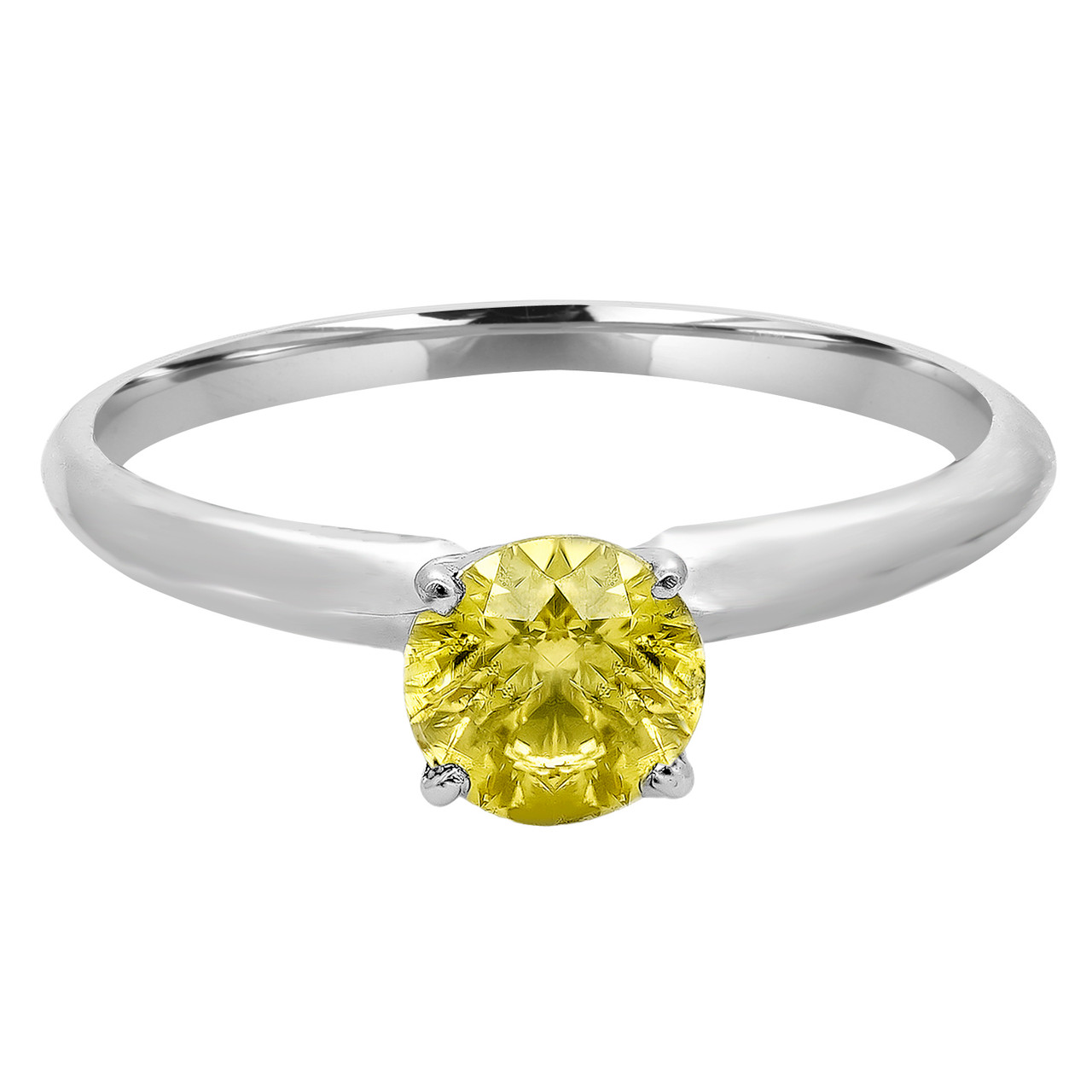 18kW 1.20 radiant Fancy Light Yellow Diamond SI1 .43ctw Halo - Beyond  Measure Jewelers