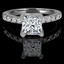 Princess Cut Diamond Multi-Stone 4-Prong Engagement Ring with Round Diamond Accents in White Gold - #HR10362-PR-W