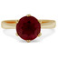 Round Cut Red Ruby Gemstone Solitaire 6-Prong Cathedral-Set Tapered-Shank Engagement Ring in Yellow Gold - #SRD2600-Y-RUBY