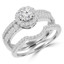 Round Cut Diamond Multi-Stone 4-Prong Vintage Halo Engagement Ring & Wedding Band Bridal Set with Round Prong & Channel-Set Diamond Accents in White Gold - #HR6550A-B-W
