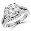 Round Cut Diamond Multi-Stone Split-Shank 4-Prong Halo Vintage Engagement Ring with Round Diamond Accents in White Gold - #HR6200-W