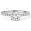 Round Cut Diamond Multi-Stone 4-Prong Engagement Ring with Round Diamond Scallop-Set Accents in White Gold - #HR6266-W