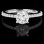 Round Cut Diamond Multi-Stone 4-Prong Engagement Ring with Round Diamond Scallop-Set Accents in White Gold - #HR6266-W