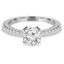Round Cut Diamond Multi-Stone 4-Prong Vintage Engagement Ring with Round Diamond Scallop-Set & Pave Accents in White Gold - #HR6213-W