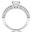 Round Cut Diamond Multi-Stone 4-Prong Vintage Engagement Ring with Round Diamond Scallop-Set & Pave Accents in White Gold - #HR6213-W