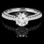 Round Cut Diamond Multi-Stone 4-Prong Vintage Engagement Ring with Round Diamond Scallop-Set & Pave Accents in White Gold - #HR6213-W