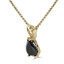 Pear Cut Black Diamond Solitaire Pendant Necklace with Chain in Yellow Gold - #PPF2-PEAR-BLACK-Y