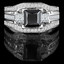 Princess Cut Black Diamond Multi-Stone V-Prong Vintage Engagement Ring with Round & Princess Cut White Diamond Accents in White Gold - #HR8029-W-BLK