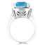 Emerald Cut Blue Topaz Gemstone Multi-Stone 4-Prong Halo Cocktail Ring with Round Cut White Diamond Accents in White Gold - #CSFR7R6838-W-TOP