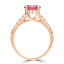 Round Cut Pink Tourmaline Gemstone Multi-Stone 4-Prong Cathedral-Set Engagement Ring with Round White Diamond Accents in Rose Gold - #SM1991-R-TOUR