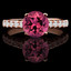 Round Cut Pink Tourmaline Gemstone Multi-Stone 4-Prong Cathedral-Set Engagement Ring with Round White Diamond Accents in Rose Gold - #SM1991-R-TOUR