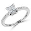 Princess Cut Diamond Multi-Stone 4-Prong Engagement Ring with Round Diamond Accents in White Gold - #HR6266-W-PR