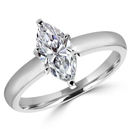 Marquise Cut Diamond Solitaire 6-Prong Engagement Ring in White Gold - #1504L-W-MQ