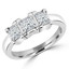 Princess Cut Diamond Three-Stone V-Prong Engagement Ring in White Gold - #IMP-R-D-W