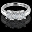 Princess Cut Diamond Three-Stone V-Prong Engagement Ring in White Gold - #IMP-R-D-W