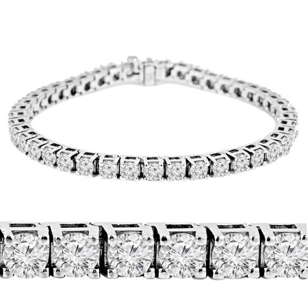 Round Cut Diamond 4-Prong Classic Tennis Bracelet in White Gold - #B424-W