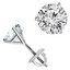 Round Cut Diamond Solitaire 3-Prong Martini Setting Stud Earrings with Screwbacks in White Gold - #R443-W