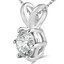Round Cut Diamond Solitaire 6-Prong Pendant Necklace with Chain in White Gold - #P6R-W