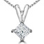Princess Cut Diamond Solitaire 4-Prong Pendant Necklace with Chain in White Gold - #PSQ-W