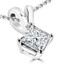 Princess Cut Diamond Solitaire 4-Prong Pendant Necklace with Chain in White Gold - #PSQ-W