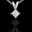 Princess Cut Diamond Solitaire 4-Prong Pendant Necklace with Chain in White Gold - #PSQ-W