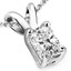 Radiant Cut Diamond Solitaire 4-Prong Pendant Necklace with Chain in White Gold - #PE5-W-RAD