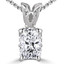 Radiant Cut Diamond Solitaire 4-Prong Decorative-Bail Pendant Necklace with Chain in White Gold - #PEF-W-RAD