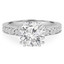 Round Cut Diamond Multi-Stone 4 Double-Prong Cathedral-Set Vintage Engagement Ring with Round Diamond Accents in White Gold - #SM2361-W