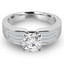 Round Cut Diamond Multi-Stone 4-Prong Engagement Ring with Princess Cut Diamond Invisible-Set Accents in White Gold - #HR10098-W