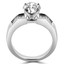 Round Cut Diamond Multi-Stone 4-Prong Engagement Ring with Princess Cut Diamond Invisible-Set Accents in White Gold - #HR10098-W
