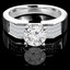 Round Cut Diamond Multi-Stone 4-Prong Engagement Ring with Princess Cut Diamond Invisible-Set Accents in White Gold - #HR10098-W