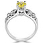 Round Cut Canary Yellow Diamond Multi-Stone 4-Prong Vintage Engagement Ring with Round White Diamond Accents in White Gold - #HR6218-W-YELLOW