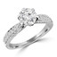 Round Cut Diamond Multi-Stone 6-Prong Vintage Engagement Ring with Round Diamond Accents in White Gold - #HR6207-W