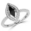 Marquise Cut Black Diamond Multi-Stone V-Prong Halo Fashion Cocktail Ring with Round White Diamond Accents in White Gold - #HR10067-W-MQ-BLK