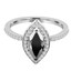Marquise Cut Black Diamond Multi-Stone V-Prong Halo Fashion Cocktail Ring with Round White Diamond Accents in White Gold - #HR10067-W-MQ-BLK