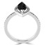 Marquise Cut Black Diamond Multi-Stone V-Prong Halo Fashion Cocktail Ring with Round White Diamond Accents in White Gold - #HR10067-W-MQ-BLK