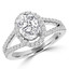 Oval Cut Diamond Multi-Stone Split-Shank 4-Prong Halo Vintage Engagement Ring with Round Diamond Accents in White Gold - #HR6196-W-OV