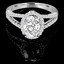 Oval Cut Diamond Multi-Stone Split-Shank 4-Prong Halo Vintage Engagement Ring with Round Diamond Accents in White Gold - #HR6196-W-OV