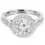Round Cut Diamond Multi-Stone 4-Prong Vintage Halo Engagement Ring with Round Diamond Accents in White Gold - #IMP-R-E-W