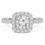 Round Cut Diamond Multi-Stone 4-Prong Vintage Cathedral Style Halo Engagement Ring with Round Diamond Scallop-Set Accents in White Gold - #HR6262-W