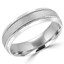 6.0 MM Brushed & Polished Mens Tapered Comfort Fit Wedding Band Ring in White Gold - #JM413-W