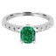 Cushion Cut Green Diamond 4-Prong Engagement Ring with Round White Diamond Accents in White Gold - #HR10360-W-CU-GREEN