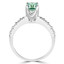 Cushion Cut Green Diamond 4-Prong Engagement Ring with Round White Diamond Accents in White Gold - #HR10360-W-CU-GREEN