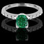 Cushion Cut Green Diamond 4-Prong Engagement Ring with Round White Diamond Accents in White Gold - #HR10360-W-CU-GREEN