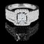 Princess Cut Diamond Multi-Stone V-Prong Vintage Halo Engagement Ring & Wedding Band Bridal Set with Round Prong & Channel-Set Diamond Accents in White Gold - #HR6533-A-B-W